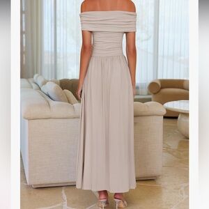 Khaki Maxi Off the shoulder dress